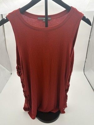 Matty M Women s Small Red Sleeveless Knit Top Lace Up Side Tunic Sweater