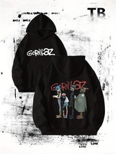 Men's Black Gothic Grim Reaper Gorillaz Graphic Hoodie - Soft Cotton Oversized