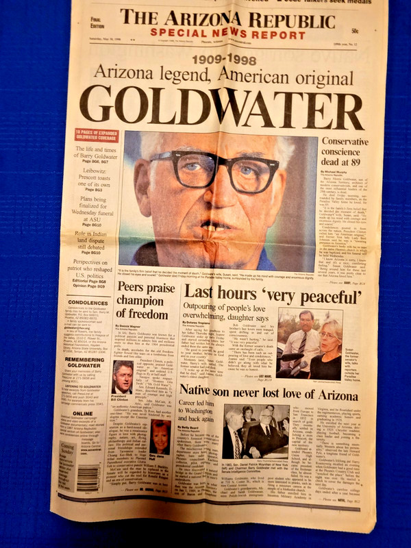 Barry Goldwater Death Issue, Arizona Republic newspaper, 5-30-98