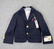 NEW Izod Suit Jacket Boys Size 2T Navy Gold Buttons Preppy Sport Coat Stretch