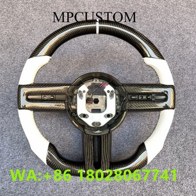 White Leather Carbon Fiber Steering Wheel Fit For Ford Mustang V6 V8 GT 2005-09