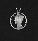 Vintage 1929 Mercury Head Dime Pendant