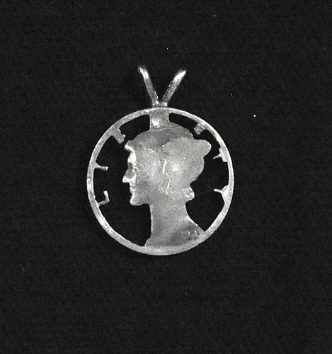 Vintage 1929 Mercury Head Dime Pendant