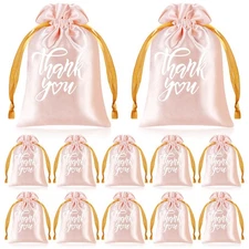 50 Pcs 4 x 6 Inch Light Pink Satin Gift Bags Thank You Gift Bags Drawstring J...