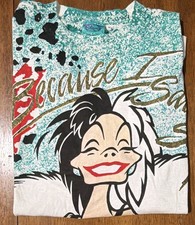 Vtg 90s Disney Cruella De Vil All Over Print T Shirt 101 Dalmatians OSFM
