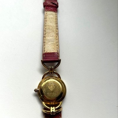 GUCCI 6000.2.L Ladies Quartz Watch White Dial Gold Case Brown