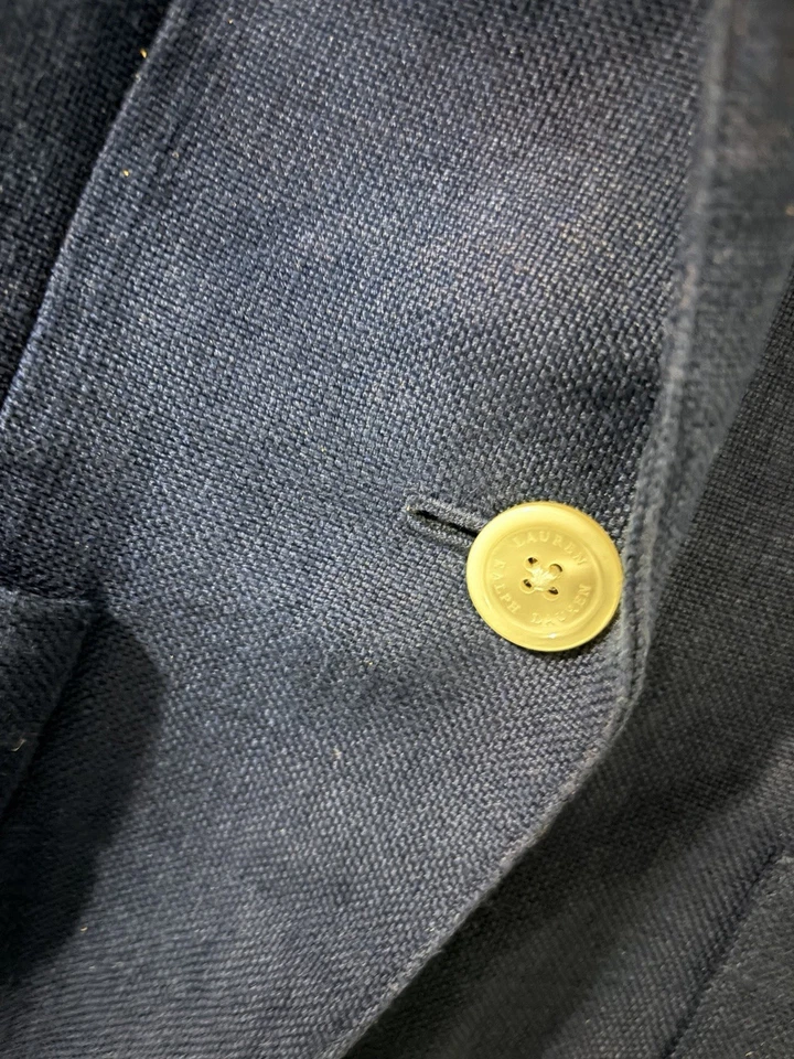 Chaqueta Blazer Ralph Lauren Azul Marino Oscuro Mujer Lino Talla 2 Pequeña Foto 3 de 4
