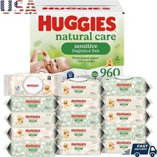 Sensitive Baby Wipes 960 Count Unscented Hypoallergenic Plant Based Natural Care