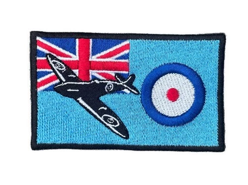 R.A.F. Ensign with Silhouette of the Spitfire WW2 Embroidered Sew/ Iron on Patch