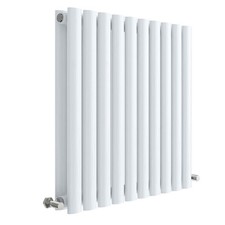 Delphi Ellipse Double Horizontal Designer Radiator 600mm H x 586mm W - Gloss Whi