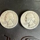 2 Washington Silver Quarters 1935 & 1945 90% 25C Philadelphia Business
