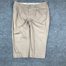 Oak Hill Pants Mens 48x25 Khaki Dress Pants Pleated Classic Cotton