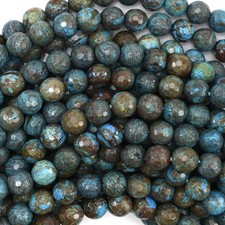 Faceted Brown Blue Turquoise Round Beads 15" Strand 4mm 6mm 8mm 10mm 12mm