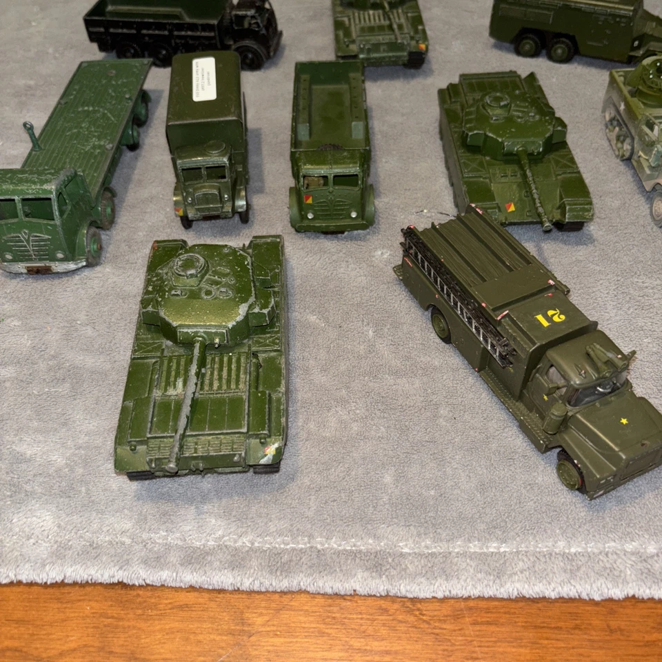 Lot Of 12 VINTAGE MECCANO DINKY SUPERTOYS CENTURION TANK + TRUCKS ENGLAND 1950s - Image 2 of 4