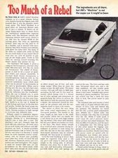 1970 AMC REBEL "THE MACHINE" 390/340-HP ~ ORIGINAL 2-PG ROAD TEST / ARTICLE / AD