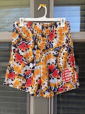 NEW Eric Emanuel Men  s Basic Shorts LARGE Orange Butterfly Gym Mesh EE