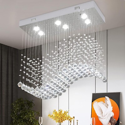 Modern K9 Crystal Raindrop Chandelier,  Flush Mount Kitchen Island Dining Room