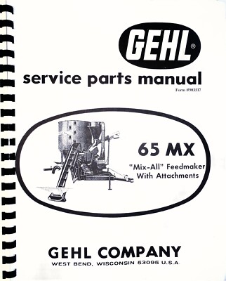 Gehl 65MX Grinder Mixer Mill Parts Manual Catalog | eBay