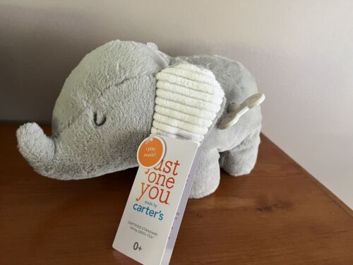 New Carters Just One You Elephant Plush Musical/Wind Up Lullaby 10" Gray Stripe