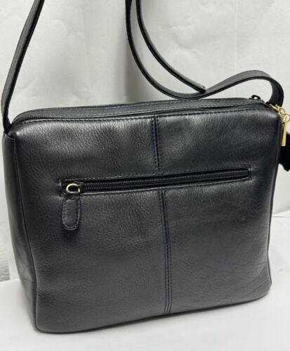 Lisa Loren Genuine Leather Crossbody Bag Dual Compartments Top Zipper - Picture 2 of 13