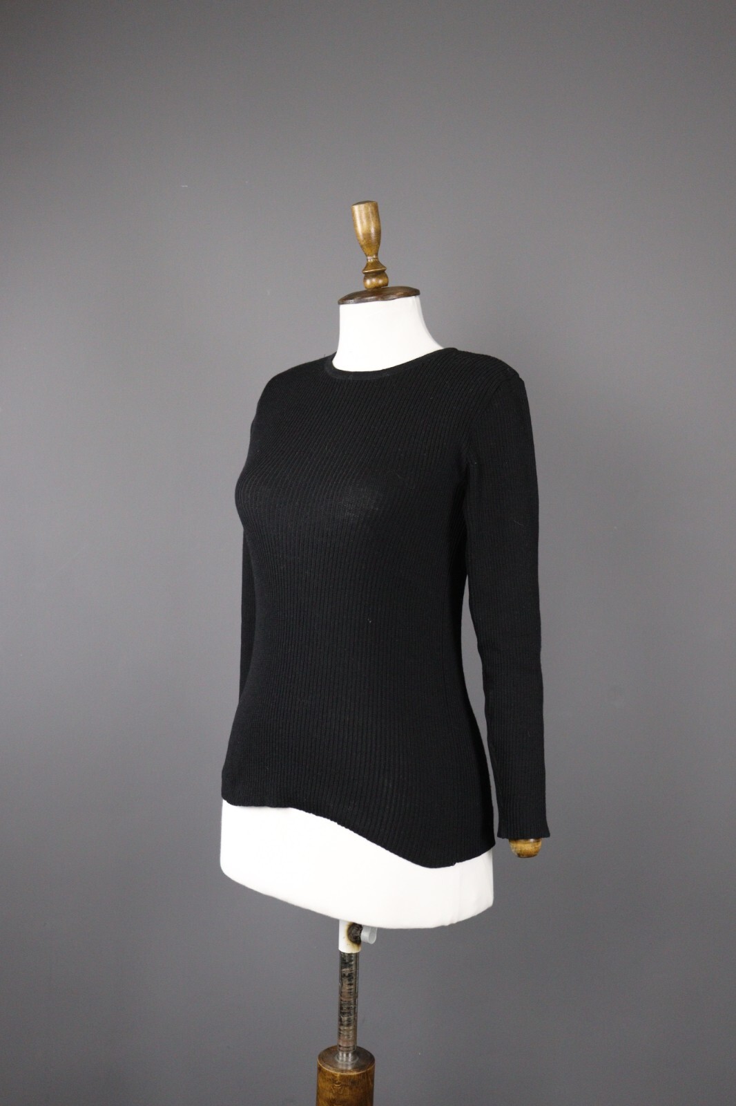 Top elasticizzato vintage Saint Laurent Rive Gauche in lana a costine manica lunga taglia S