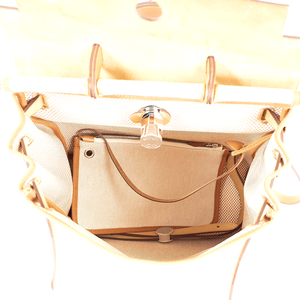 69108 auth HERMES Naturel canvas HERBAG A DOS ZIP RETOURNE