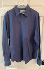 Johnston Murphy Mens Tailored Fit XL Blue Long Sleeve Shirt EUC