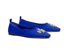 NIB Tory Burch Eleanor Suede Leather Ballet Flat Cobalt BLUE US 7 AUTHENTIC