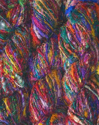 1 quality Recycled Sari Silk Woven Knitting crochet Woven Yarn 100 Grams
