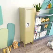1 Door Tall Single Metal Locker Retro Style Storage Cabinet for Living Room 