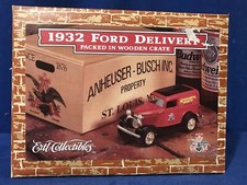 ERTL 1932 FORD PANEL DELIVERY TRUCK DIECAST BANK ANHEUSER BUSCH WOOD CRATE NIB