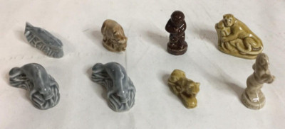 8 Vintage Wade Whimsies Red Rose Tea Animal Figures England Whale Rhino Cat Monk