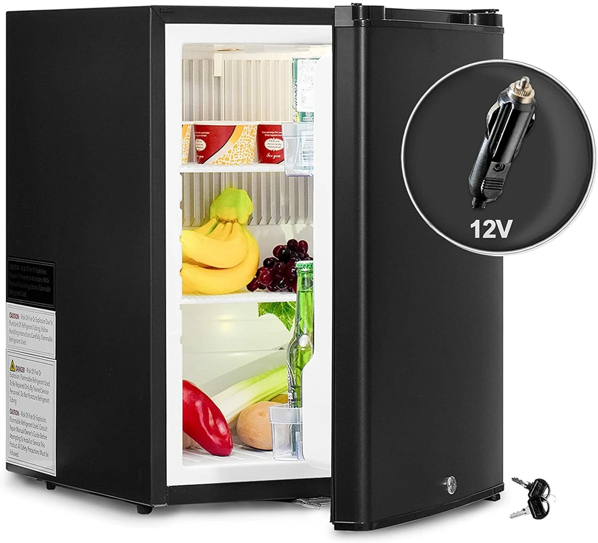 2.1 CU.FT Mini Refrigerator RV Fridge 12V 110V Semi Truck