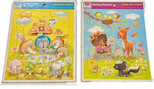 Spring Flowers and Welcoming the Sun Cute 1974 Whitman Frame Tray Puzzle Qty 2
