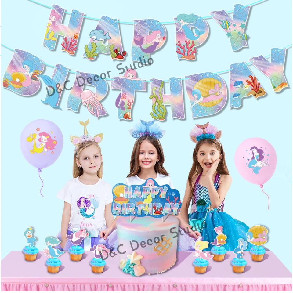 Ariel Mermaid Foil Balloon Shell Tail Girls Birthday Party Decoration Supplies - image 2 of 2