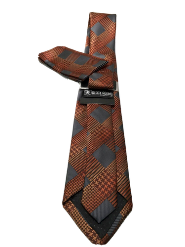 Stacy Adams Men's Tie Hanky Set Copper Gray Multi Design Microfiber 3.25” New - Picture 3 of 3