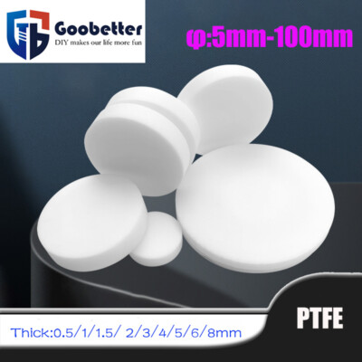10Pcs PTFE Plastic Solid Discs Flat Round Pad Sealed Cushioning Diameter 5-150mm