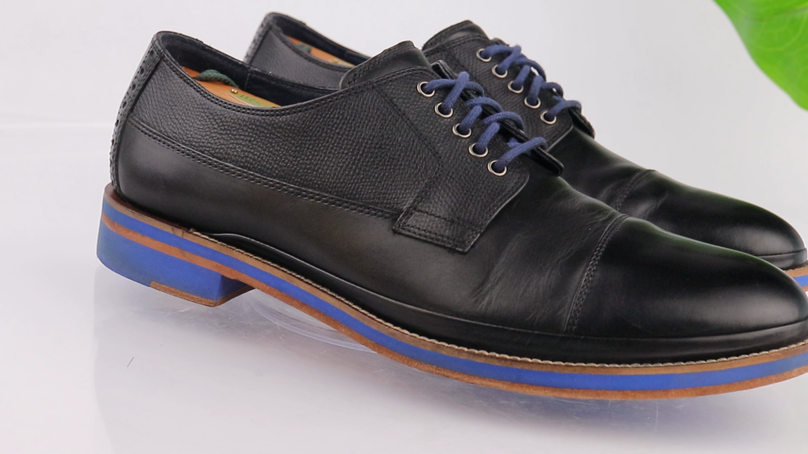 SAOLA Scarpe eleganti Cole Haan Oxford da uomo taglia 12 M punta a punta nera pelle suola blu