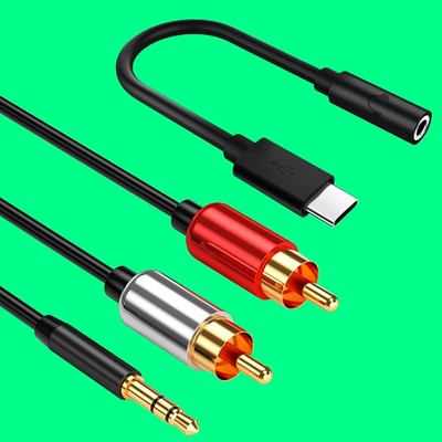 Type C to 3.5mm Adapter 3.5mm to 2-Male RCA Audio Sync Cable f OnePlus 10 Pro 5G