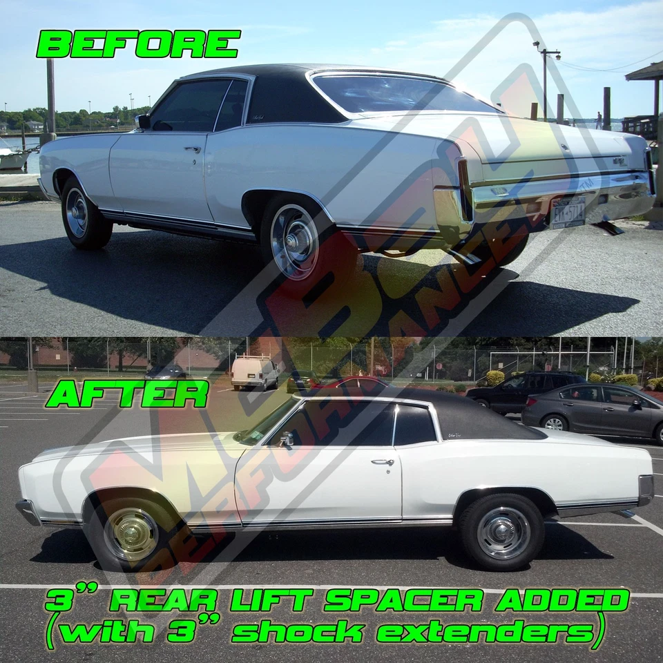 Juego de espaciadores de elevación de resorte helicoidal trasero de aluminio de 3" par años 60-90 Buick Cadillac EE. UU. Foto 3 de 4