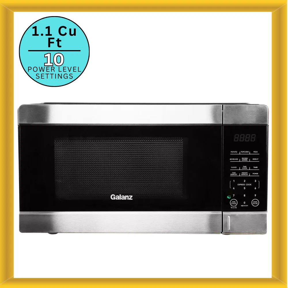 Galanz 1.1 cu ft Countertop Microwave Oven in Black w/ One Touch Express Cooking