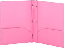 Plastic Folders with Pockets and Prongs Pink - Two Pocket Folder with Brads - 3