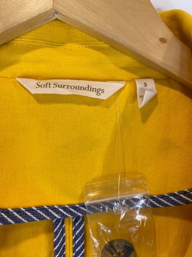 Soft Surroundings Size Small Golden Yellow Blair Blazer One Button 100% Cotton - Picture 4 of 5