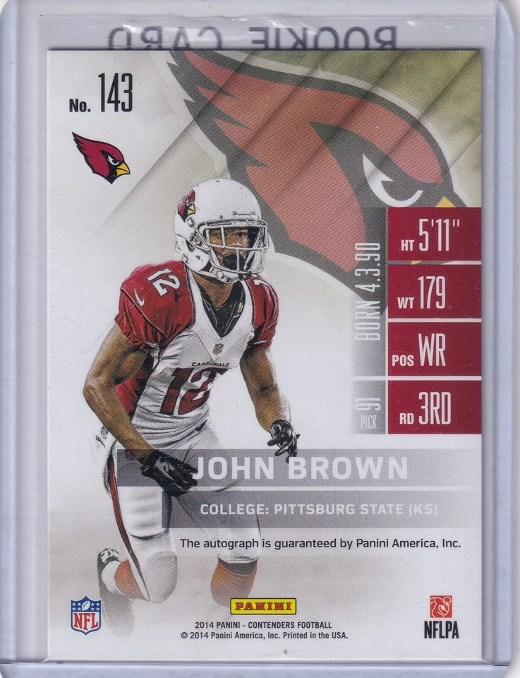 John Brown 2014 Panini Contenders Championship Ticket Rc Auto Sp (3/99) - Image 2 of 2