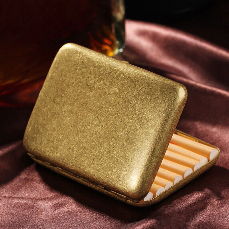 Antique Gold Cigarette Case – Holds 16 Cigarettes & King Size Tobacco  Holder Box
