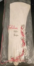 1950s White Nylon Embroidered Gloves Shalimar Women's Size 7