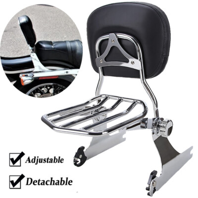 Chrome Backrest Sissy Bar For Harley Dyna Street Bob Super Glide Low Rider 06-UP