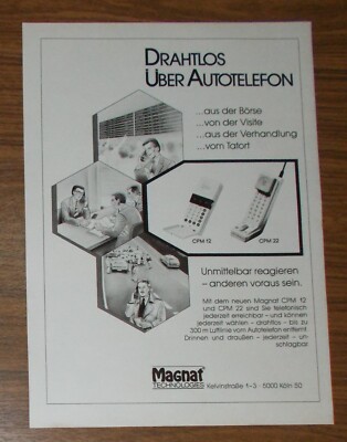 Rare Advertising MAGNAT CPM 12 & 22 - Wireless via Car Phone 1988