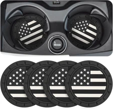 Car Cup Holder Coasters, 4 Pack American Flag Insert Car Cup Coaster, 2.75 Inch