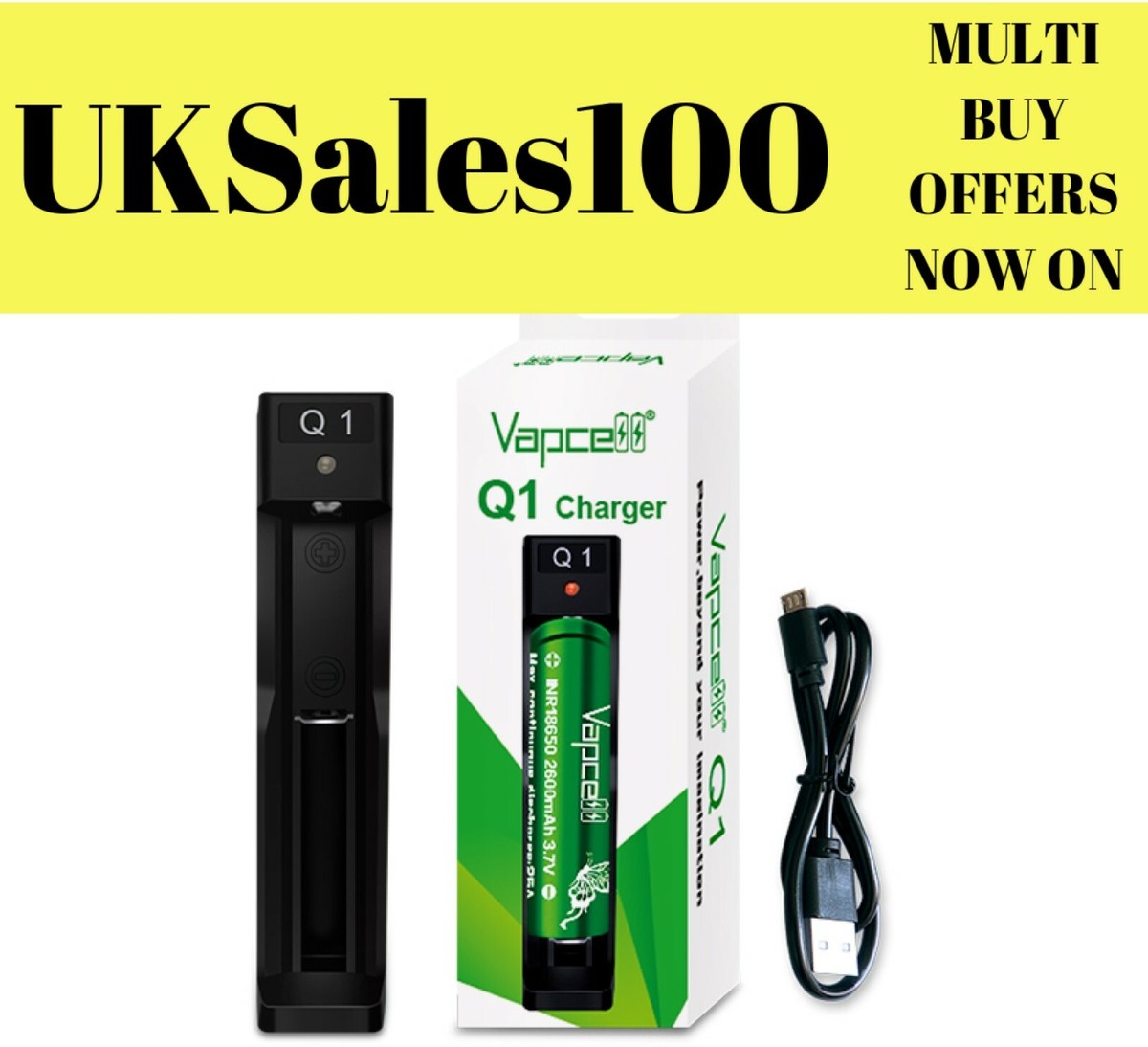 VAPCELL Q1 BATTERY CHARGER USB 100% Genuine UK Seller Stock